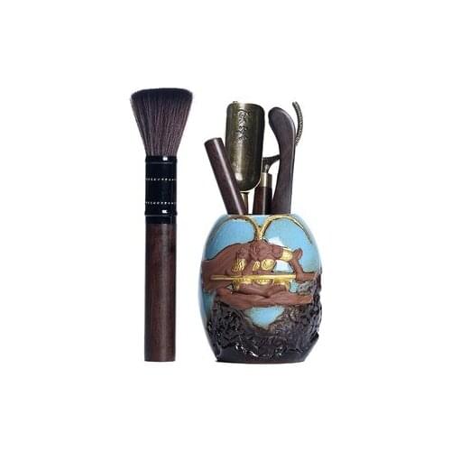 Tea Ceremony Six Gentlemen Set Dasheng Tianpeng Marshal Pig Eight Rings Ebony Pure Copper Kung Fu Tea Set Accessories Teaware