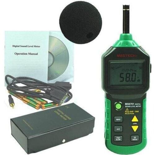 MASTECH MS6701 Autoranging Digital Sound Level Meter Decibel Tester WITH RS232 INTERFACE and Software , 30dB to 130dB