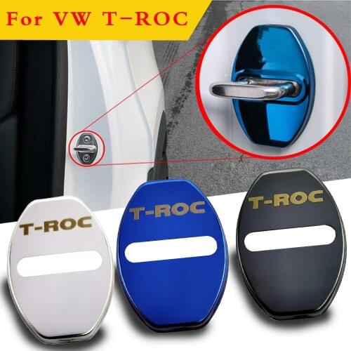 FLYJ 4PCS Car Door Lock Car sticker cover Protect Buckle Cover car Accessories interior For VW Volkswagen T-ROC r TROC R