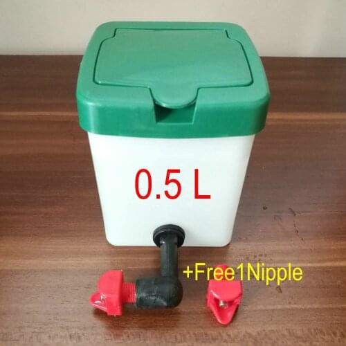 1X 0.5 Lt Bucket And 2X Poultry Nipple Horizontal Drinker hen chicken bird quial Rabbit