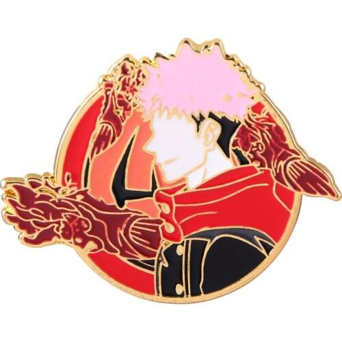 Game Jujutsu Kaisen Itadori Yuji Cosplay Metal Brooch Pin Alloy Badge Props