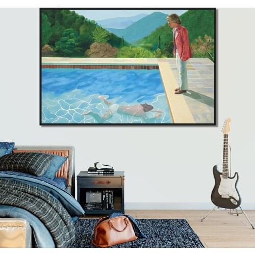 David Hockney Pool with Two Figures Posters and Prints Quadros Canvas Painting Wall Art Picture for Living Room Cuadros No Frame