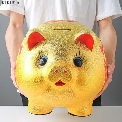 Golden Pig Ceramic Piggy Bank Desktop Decoration Household Large-capacity Storage Tank Cartoon Animal Piggy Bank Figurine Gift