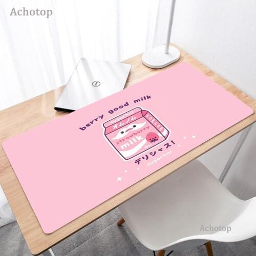 Fashion Kawai Japanese Strawberry Milk Rubber Mouse Durable Desktop Mousepad Rubber PC Computer Gaming Mousepad 900x400 Desk Mat
