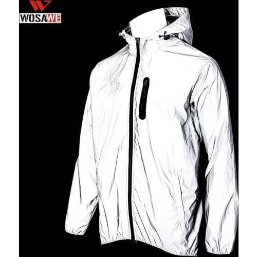 WOSAWE Mens Full Reflective Jacket Spring Autumn Casual Motorcycle Biker Clothing Waterproog Windproof Night Glowing