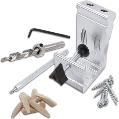 ASCENDAS 9mm Pocket Hole Puncher jig kit Angle Drill Guide Set Mini Style Woodworking Joinery Punch Locator TP-0426