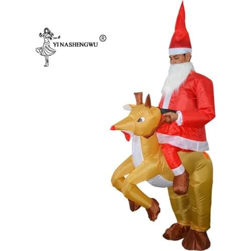Adult Santa Claus Elk Riding Inflatable Clothing Holiday Carnival Party Performance Inflatable Clothes Christmas Cosplay Costume