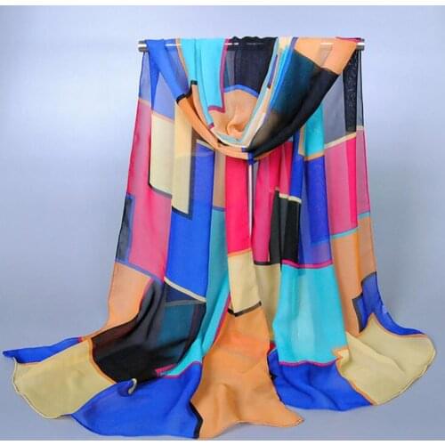 Thin Shawls Silk Satin Scarf For Lady Retro Head Neck Patchwork Vintage Long Wrap Womens Shawl Pashmina Stole Scarf