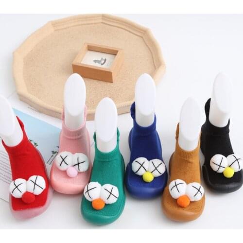 Big Eye Baby Shoes Toddler Girl Socks Shoes Baby Boy Floor Non-Slip Knit Warm Winter Pink Blue Yellow Dinosaur Bear Infant Shoes