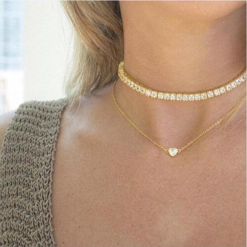 925 sterling silver love heart necklace Gold filled Cute Mini Heart Pendant Necklace delicate dainty cz paved Bijoux Femme Gift