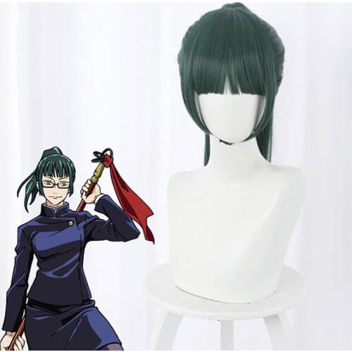 Anime Jujutsu Kaisen Kaisen Maki Zenin Cosplay Wig 50cm Green Heat Resistant Synthetic Hair Halloween Party Wigs