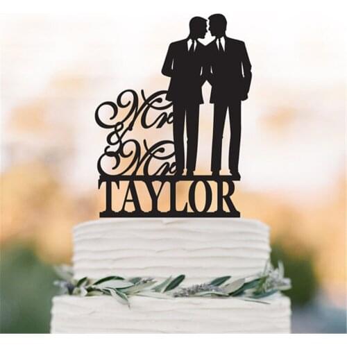 Personalized Gay Wedding Cake Topper Same Sex Gays Wedding Cake Topper with Mr and Mr Custom Last Name cake topper