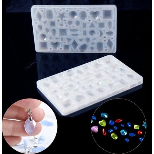 Full Mirror DIY Jewelry Crystal Epoxy Silicone Mould Love Geometry Water Drop Moon Semicircle Five Star Pendant Mould