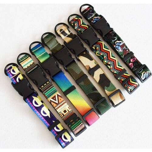 15 Kinds Of Color Nylon Printed Dog Collar Adjustable Collar For Dogs Pet Products Custom Engraved Nameplate Pet Supplies