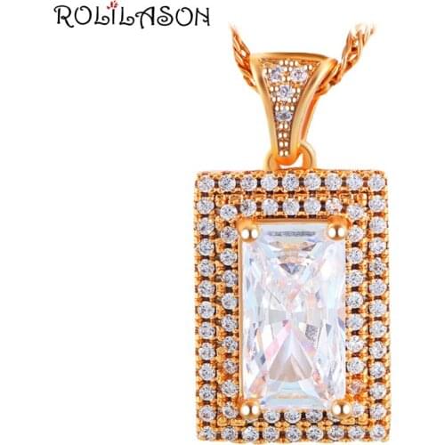 ROLILASON Amazing High Quality White Zircon Gold Tone Fashion Jewelry Pendant for Women Birthday Gift LNS644