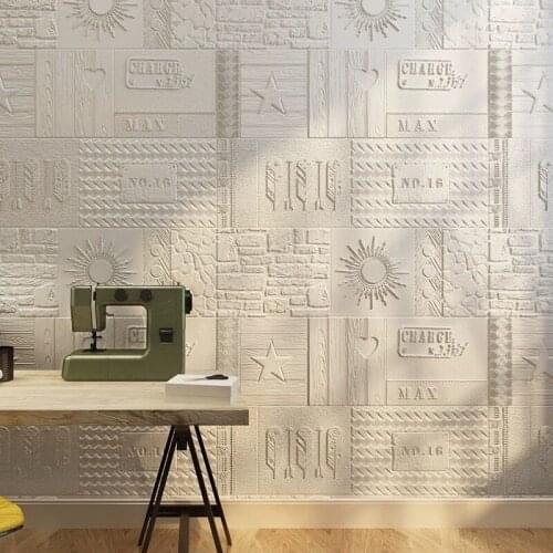Self-adhesive wall paper retro creative 3D stereo wall stickers background wall renovation decorative stickers waterproof