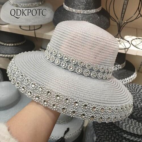 2021 Summer New Women Sun Hats French Fashion Hepburn Wind Straw Cap Elegance Sun Protection Shade Lampshade Cap QDKPOTC