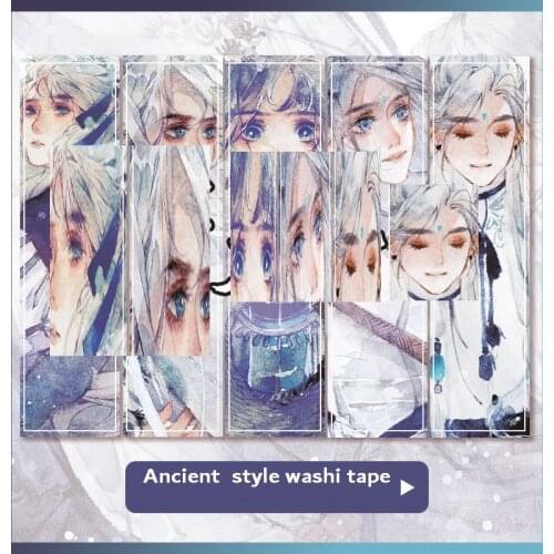Ancient Character Washi Tape Full Roll Scenery Flower Special Ink Tapes Beautiful Boys Girls Stationery Stickers