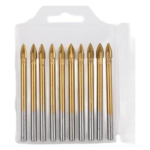 5-10MM Ceramic Tile Hole Drill Bit Standard Round Shank Titanium-Plated CrossHard Alloy Marble Deep Woodworking Hole Drill Bit