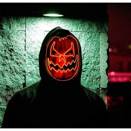 LED Halloween Mask Luminous Glow In The Dark Mascaras Halloween Party Costume Cosplay Masques Horror Props Neon light Masquerade