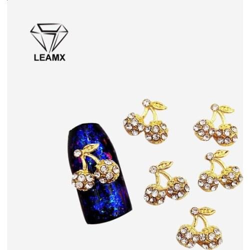 10Pcs/bag 3D Nail Art Decorations Metal Cherry shape Glitter Rhinestones Nails Charms Diamonds For Manicure Decor