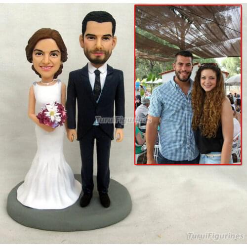 Wedding cake decor topper doll handmade miniatures mini bride groom custom wedding gift christmas valentine couple figurine
