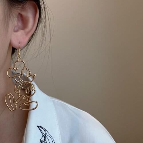 Sweet Cartoon Mickey Dangle Earring For Women 2021 INS Charming Alloy Animal Statement Korean Drop Earrings Jewelry Earrings