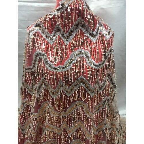 Embroidered tulle lace fabric with small fringe high quality lace embroidery goods high grade YG-366 for long dress