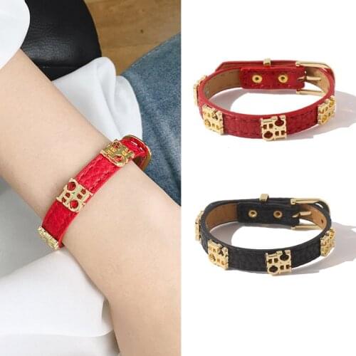 High Quality Classic 9 Colors PU Leather Charms Titanium Steel CHC Letter Bangle For Women Men Jewelry Wholesale