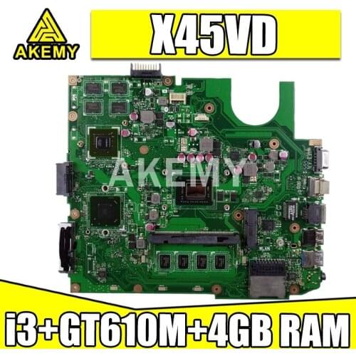 X45VD Laptop Motherboard For ASUS X45V X45VD Laptop motherboard 100% Tested W/ GT610M GPU + i3 CPU + 4GB RAM