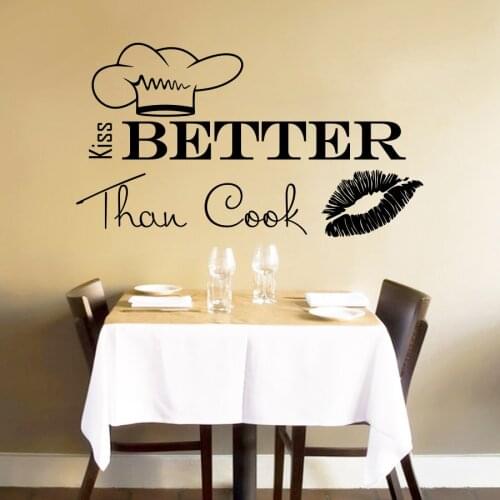 I Kiss Better Than Cook Kitchen Environmentally Friendly Vinyl Waterproof Decals Removable Wall Stickers for Kitchen K208