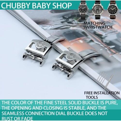 316L Stainless Steel Watch Clasp 18mm Brushed Deployment Watchband Buckle For IWC Big Pilot Watch Band Strap