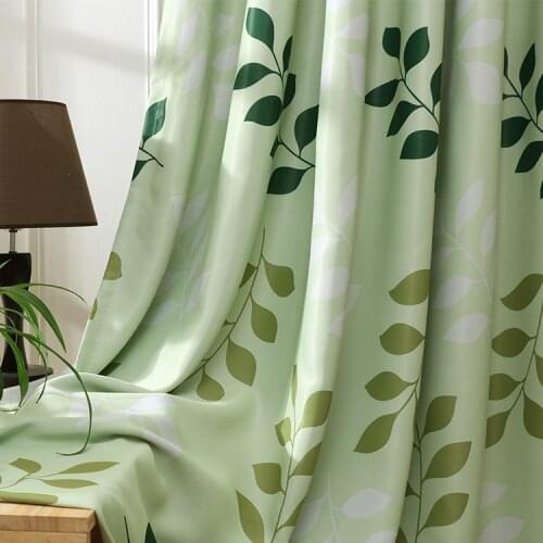 Modern Rural Style Leaf Printing Shading Bedroom Balcony Living Room Curtains