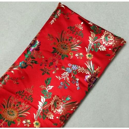 Trandition Red Colorful Flowers Jacquard Brocade Fabric 50x72cm Floral Jacquard Apparel Costume patchwork fabric Upholstery