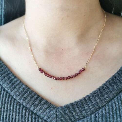 Hand Made Genuine Garnet Natural Stone Choker 14K Gold Filled Chain Gemstones Necklace For Women Girl Collier Bohemia Jewelry