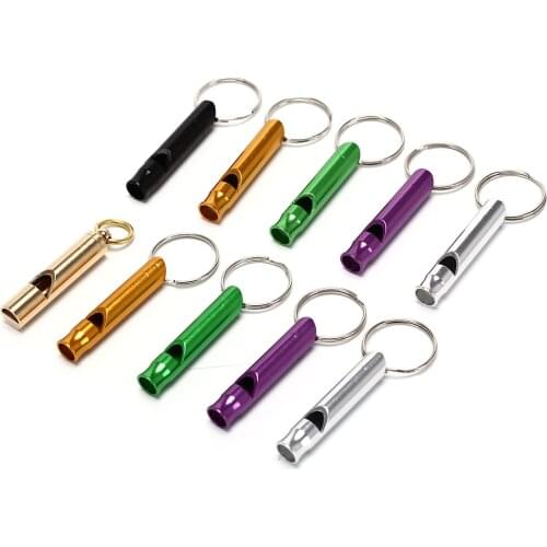 10pcs aluminum alloy whistle key ring keychain outdoor survival camping Random Color