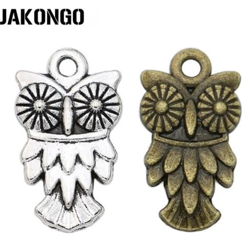 10PCS Antique Silver Plated Owl Birds Charms Pendants for Jewelry Making Accessories DIY Handmade Craft 20x12mm
