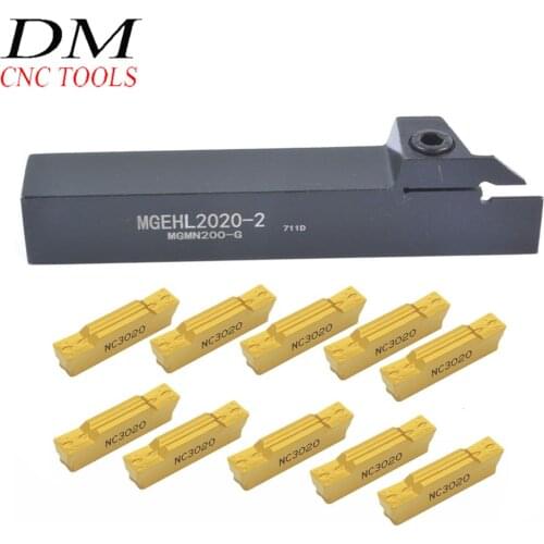 10pcs MGMN200-G NC3020 Carbide Cutting Tool Blades with 1pcs MGEHL2020-2 External Turning Tool Holder