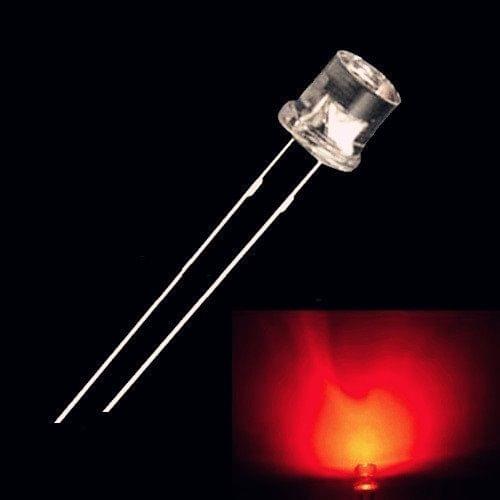 100PCS F5 5MM FLAT TOP LED RED SUPER BRIGHT Wide Angle Leds Lamps NEW