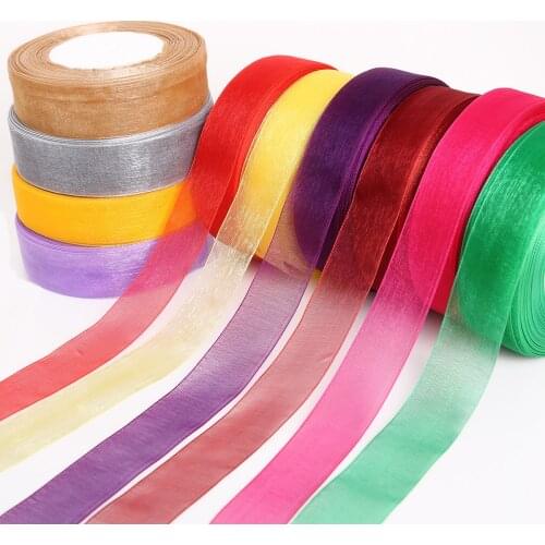 20/50yards Organza Ribbon For Christmas Party Wedding Decoration DIY Gift Packaging Wrapping Silk Ribbons Sewing Lace Fabric
