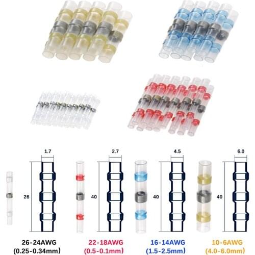 200PC Electrical Wire Connector Insulated Butt Connector Kit Heat Shrink Sordering Terminals Waterproof Solder Sleeve Tube