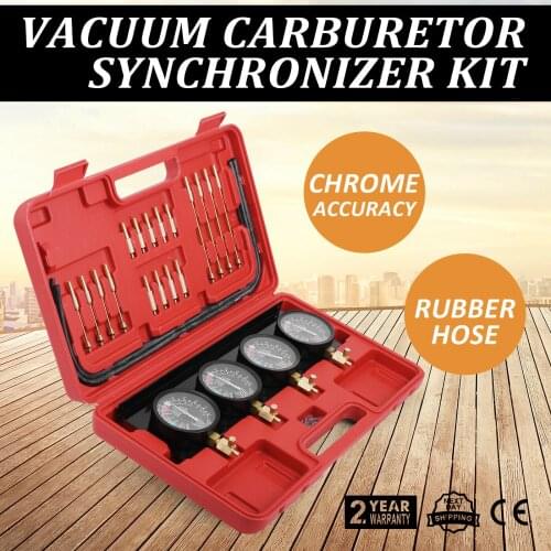 4 Motorcycle Fuel Vacuum Carburetor Carb Synchronizer Balancer Gauge Kits+BOX