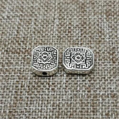 4 Pieces of 925 Sterling Silver Rectangle Maze Beads Bracelet Necklace Spacer