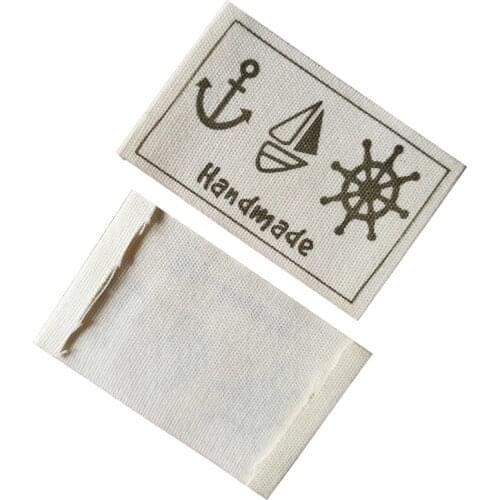 50Pcs/Lot 3.5X5.0Cm Hand Made Cotton Labels For Clothes Needlework Cotton Sewing Label For Gift Sewing Hang Made Tags For Bag