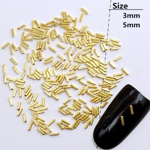 500Pcs/Lot 3mm 5mm Gold Silver Rectangle Stick Rivet Stud Metal Alloy Nail Art Decorations 3D Nail Sticker/Charms for Manicure