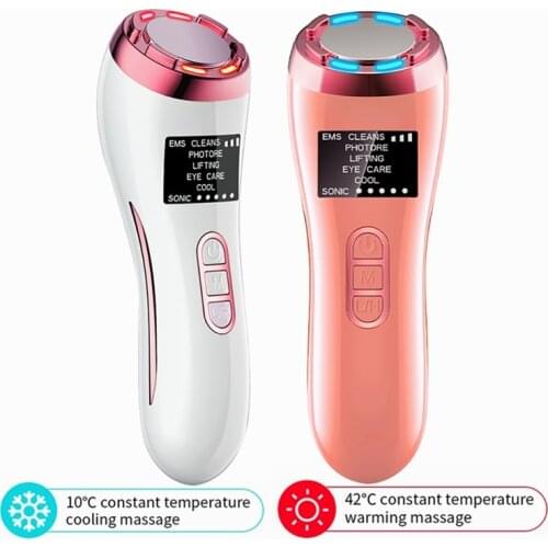 7in1 LED Photon Therapy Skin Tightening Anti Aging Skin Cleaner Rejuvenation Hot Cool Treatment Face Massage Vibration Beauty