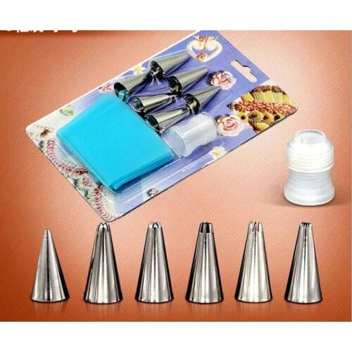 8pcs/lot Reusable Piping Pastry Bag Stainless Steel Nozzle Set Icing Piping Tubes Bakeware Cake Dessert Decorators Tools ELB 149