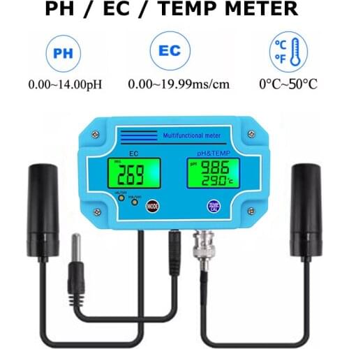 PH-2981 Digital 3 in 1 PH EC TEMP Monitor Meter Drinking Water Quality Tester Tool for Aquarium Swimming Pool with LCD Backlight