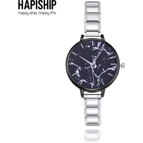 Hapiship Fashion Men Women Stainless Steel Marbling Watch 13mm Bracelet Bangle For Party Friend Wife Birthday Jewelry Gift G180