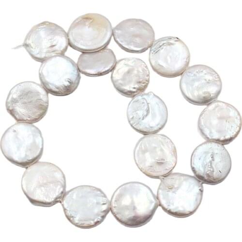 APDGG 1 Strand 20mm Natural White Coin Pearl Strands Loose Beads For Necklace Bracelet Earrings Jewelry Handmade DIY